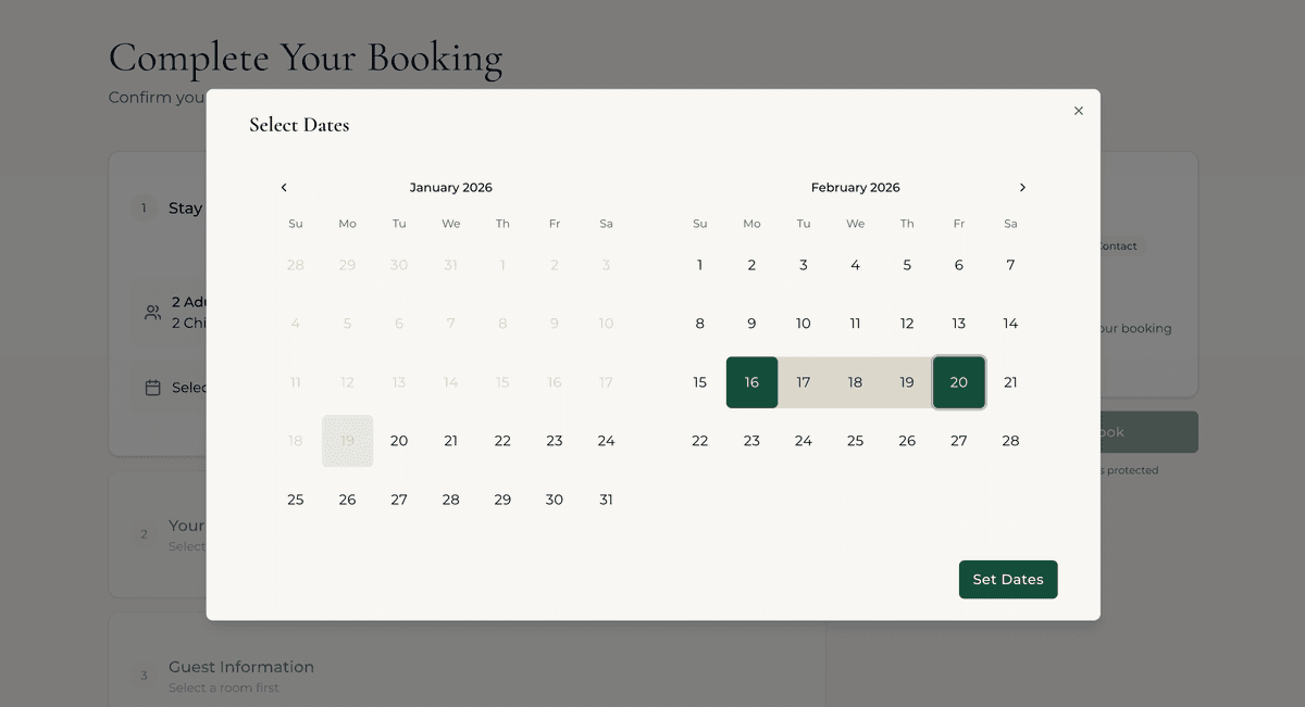 Silas Booking Interface - Calendar