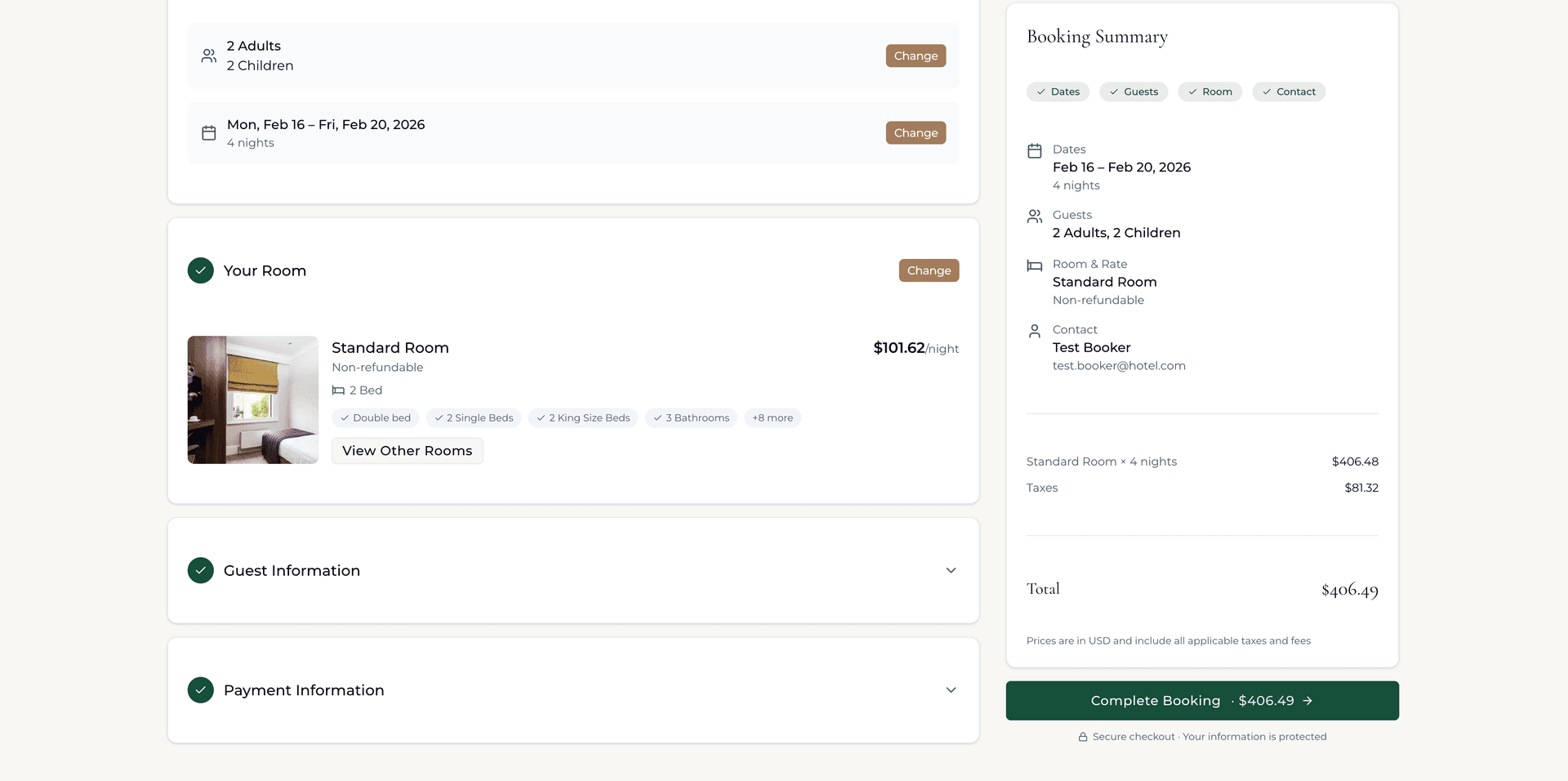 Silas Booking Interface - Complete Reservation
