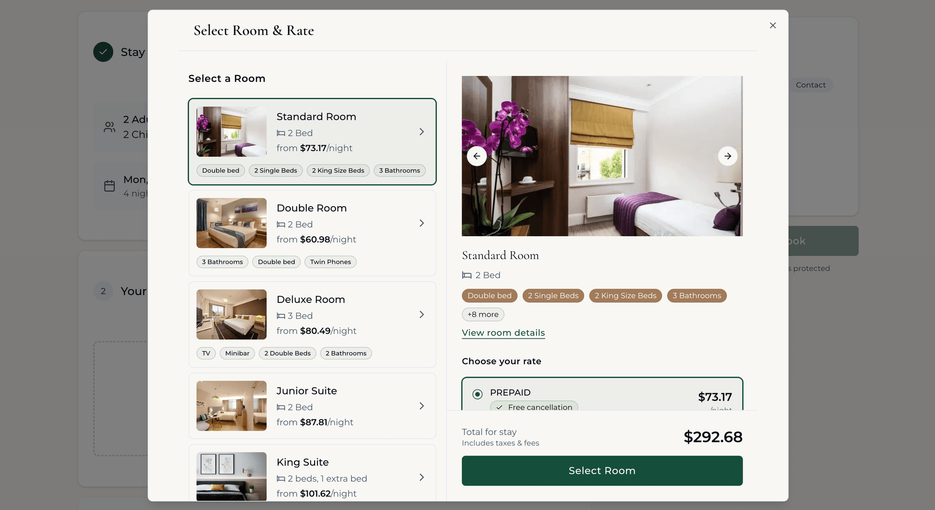 Silas Booking Interface - Room Selection